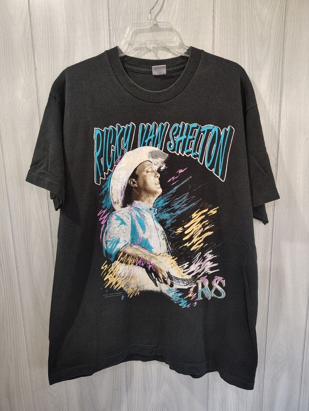 VTG Ricky Van Shelton Single Stitch Men's Black 2-Side Concert T-Shirt 1990 XL
